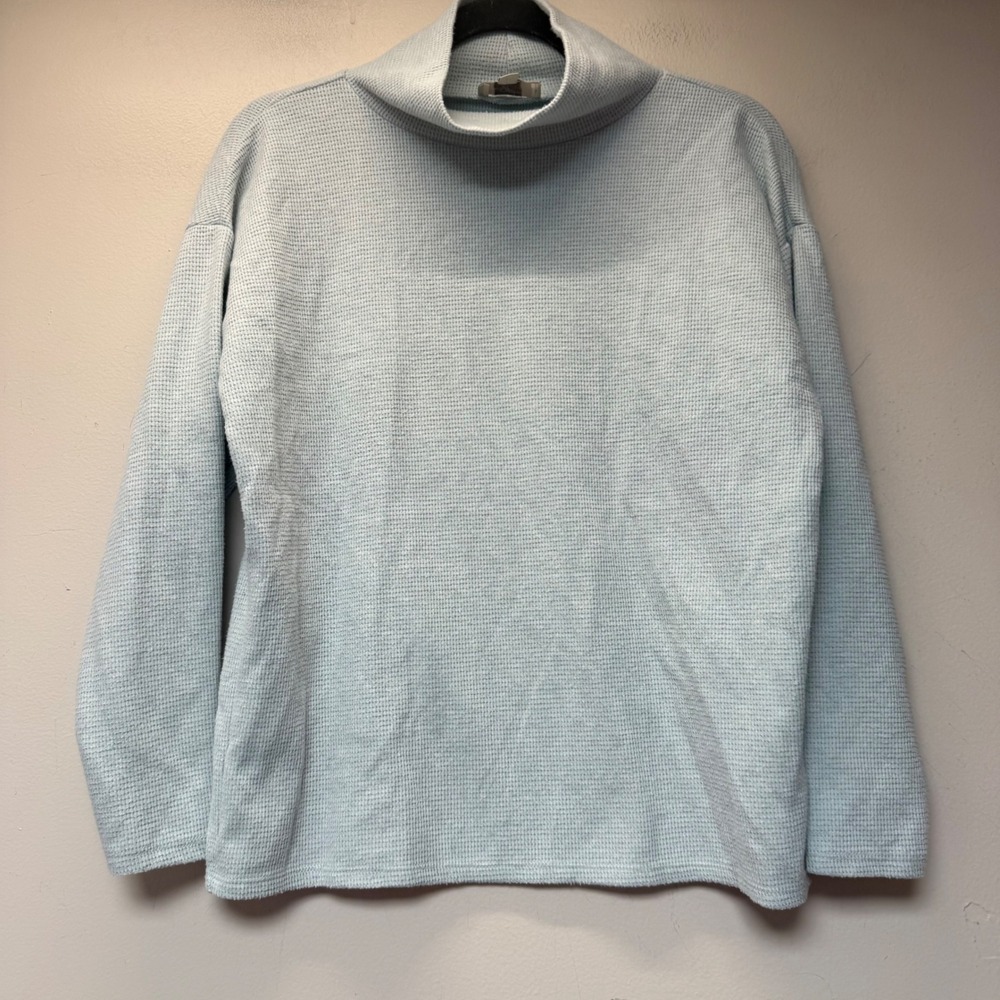 LOFT Outlet Waffle Knit Funnel Neck Sweater Womens MP Light Blue Excellent Cozy